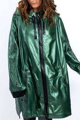 Women's leather coat Zhiselle Green neon